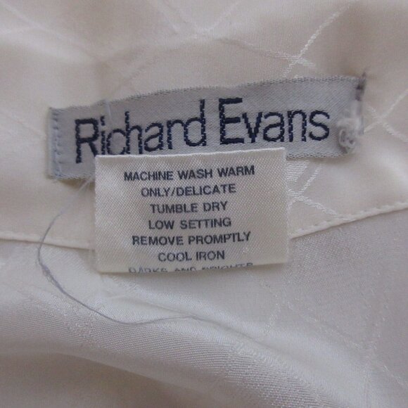 Vintage Richard Evans Womens Blouse Sz 14 Diamond Pattern Collar Cream Long Slve - Picture 4 of 5